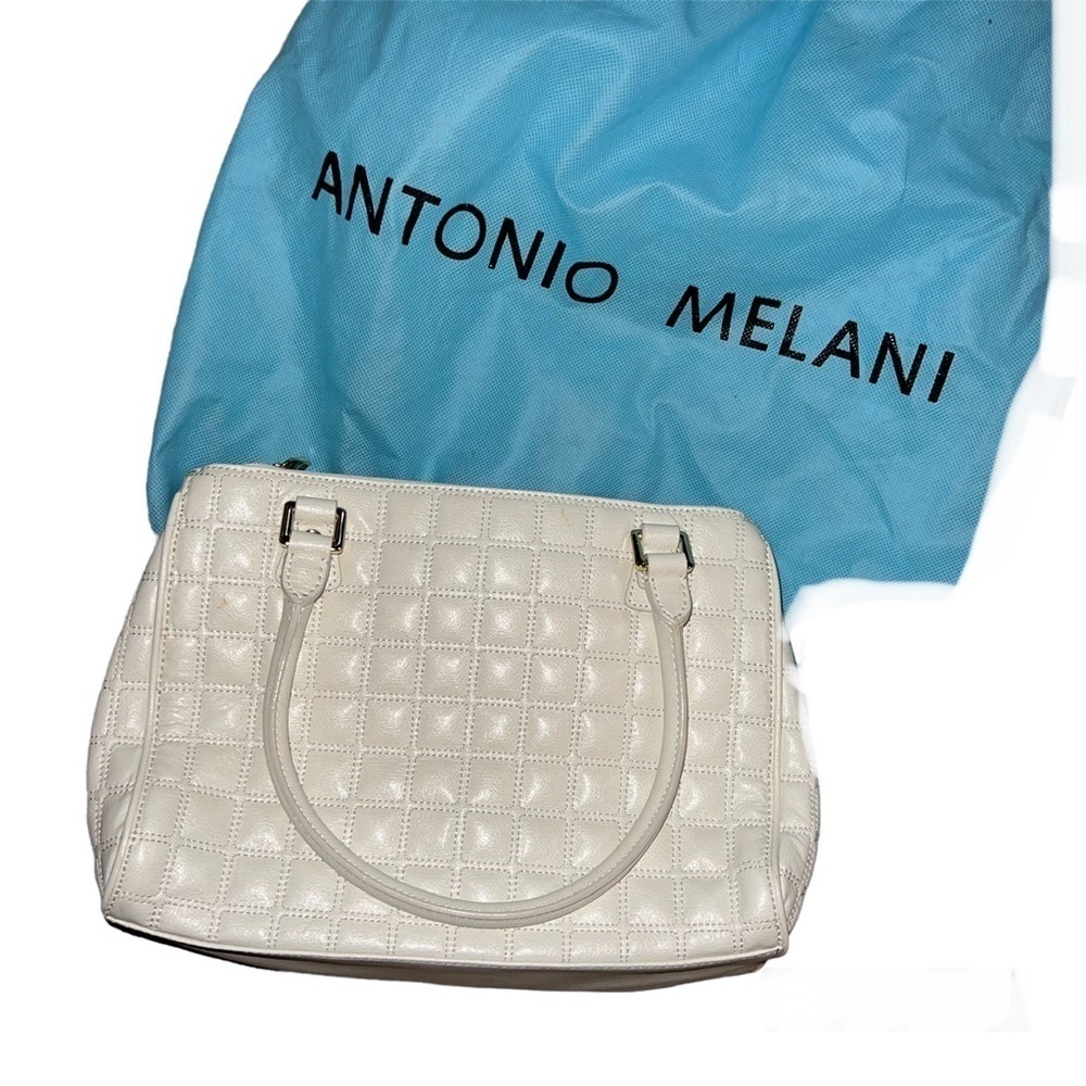 Antonio Melani White Quilted Leather Multi-Compartment Handbag